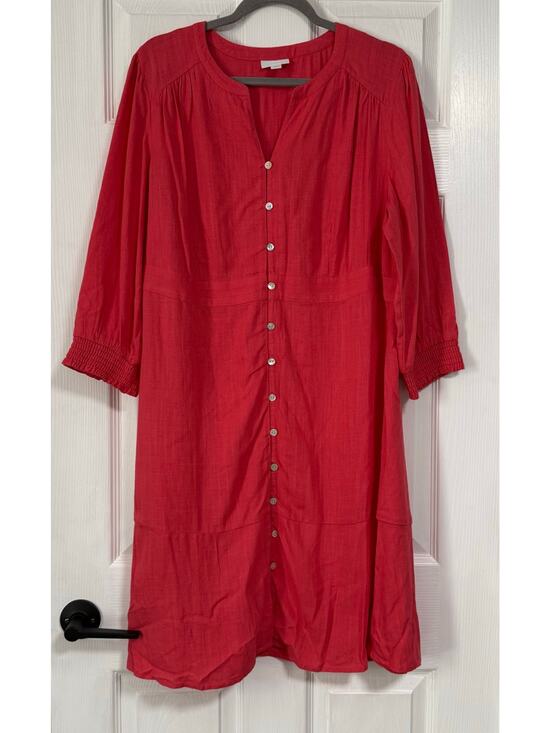 J.Jill Dresses & Skirts - J.Jill Women's Coral Linen Blend Button Front Dress Size Large